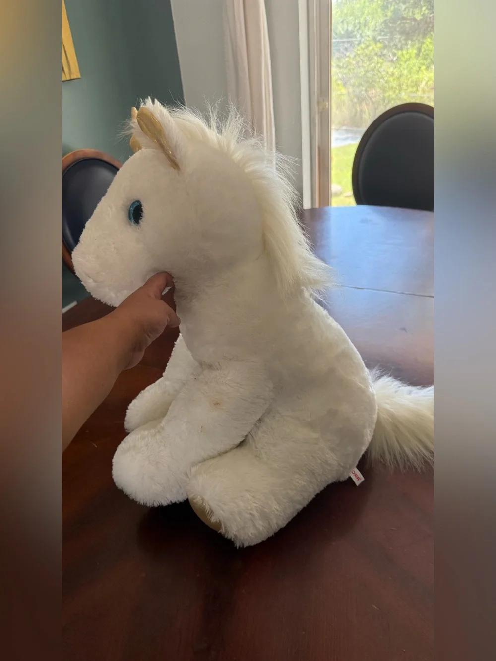 Plush White Unicorn Stuffed Animal with Gold Accents